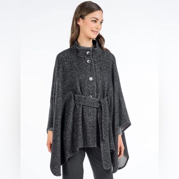 Blarney Woolen Mills Jackets & Blazers - Blarney Woollen Mills Maggi Wool Cape Gray Black - O/S - NWOT - $298.00